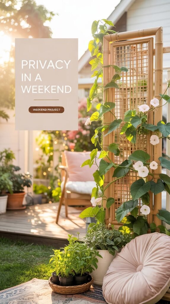 Bamboo Panel Trellis Privacy — Turn a simple bamboo panel into instant backyard seclusion