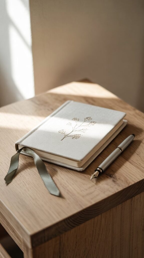 Customized pocket notebook — transform a pocket-sized notebook with decorative paper or fabric, a ribbon bookmark and a personalized tag for a useful, professional DIY gift.