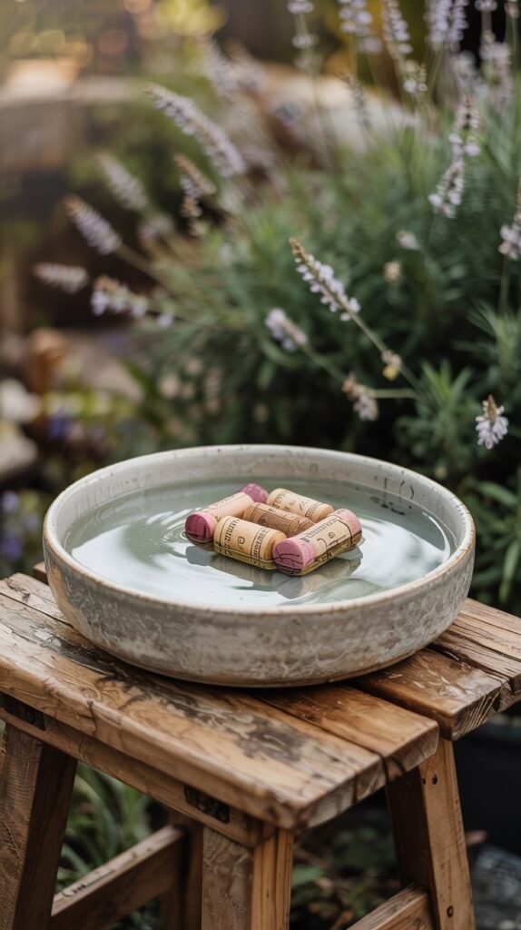 wine cork bird bath raft