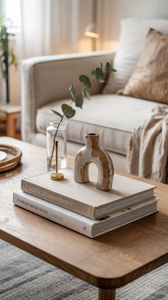 Stacked Books with Sculptural Object
