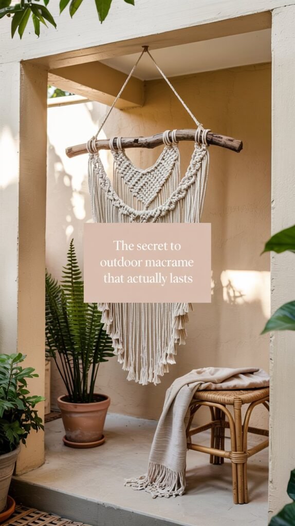outdoor macrame wall hanging