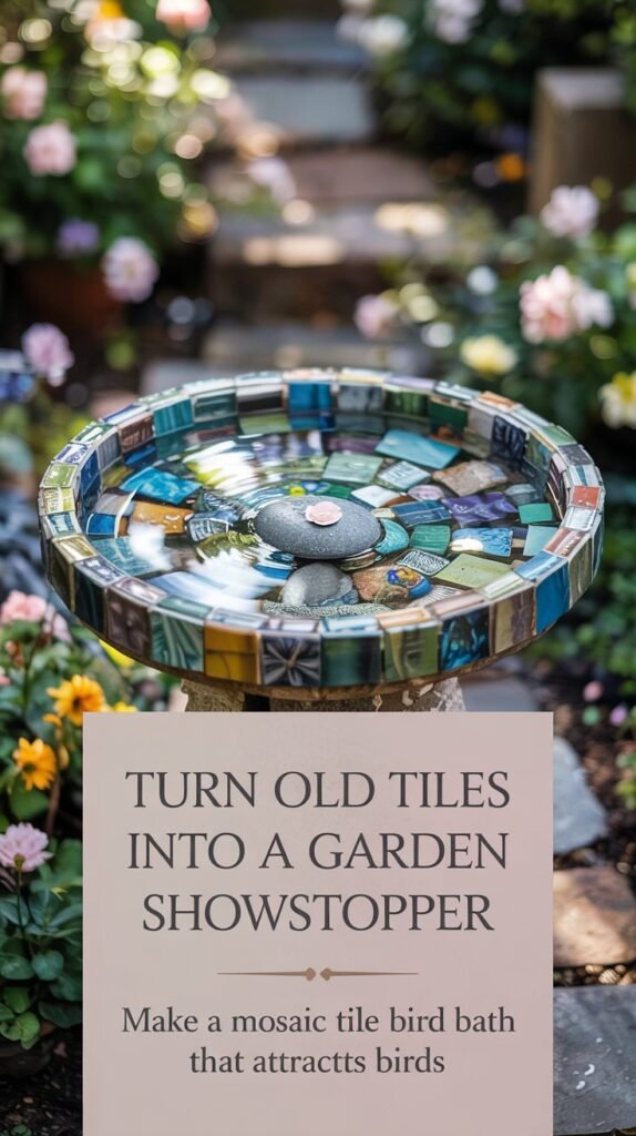 old mosaic bird bath