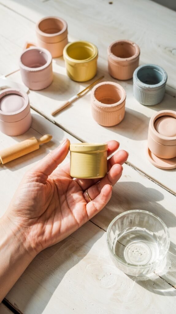 mini clay pots painted